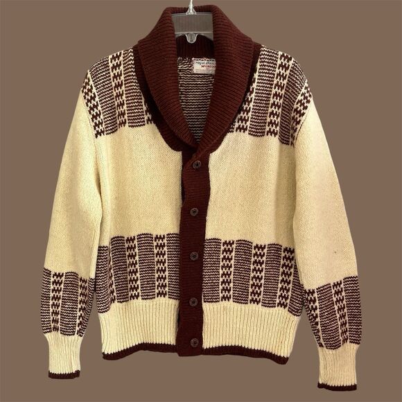 Royal Clan McGregor Nordic Wool Cardigan Sweater Mens M Shawl Collar Heritage - Picture 1 of 9